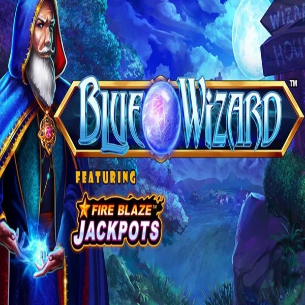 Blue Wizard Fire Blaze Jackpots game by Rarestone Gaming – logo hosted on Spinjoys Casino