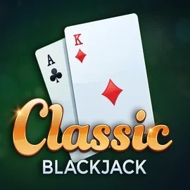 Classic Blackjack slot logo by Red Tiger Gaming at Spinjoys Casino