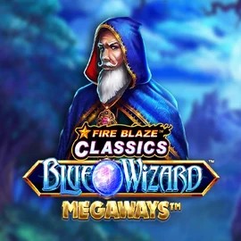 Fire Blaze Blue Wizard Megaways logo – Slots by Rarestone Gaming at Spinjoys Casino