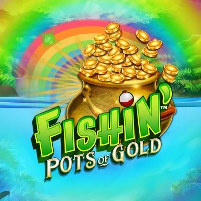 Fishin Pots Of Gold slot logo by Gameburger Studios at Spinjoys Casino