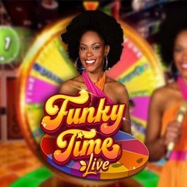 Funky Time slot logo by Evolution at Spinjoys Casino